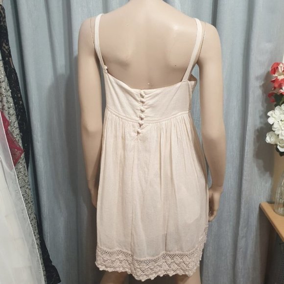 FOREVER NEW AU-8 Light Peach Dress Lined Empire Line Waist w/ Embroidery A-Line - Picture 3 of 14